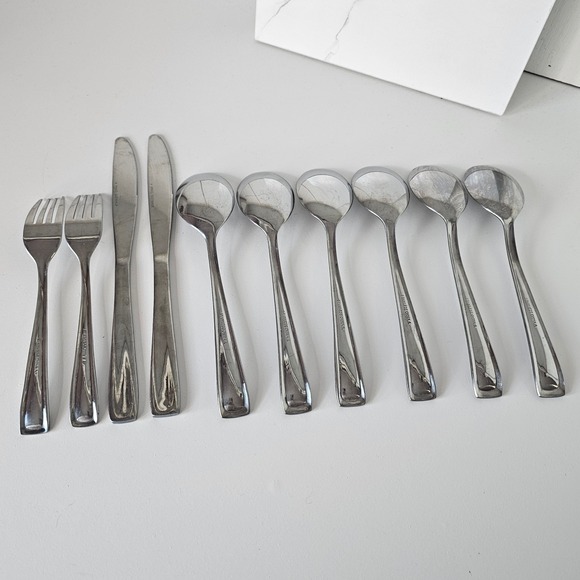 Stainless‎ China Silverware Set 10 Pieces Forks Knives Spoons Flatware - Picture 5 of 8